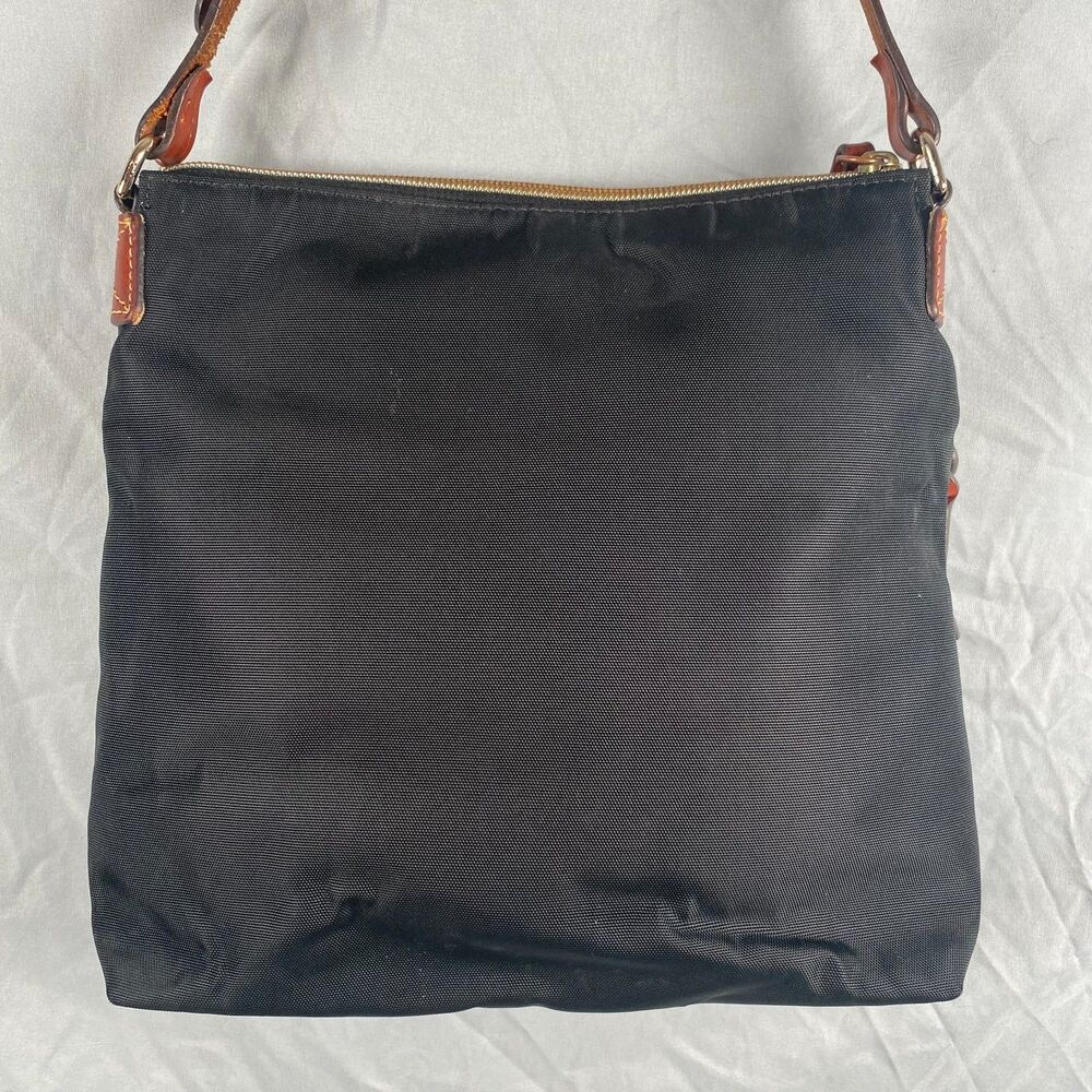Authentic Dooney and Bourke Black Nylon and Leather Cross Body Messenger Bag - Picture 6 of 16
